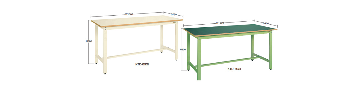 サカエ 中量立作業台 KTGタイプ 1500×750×900mm アイボリー KTG
