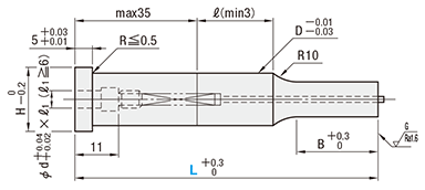 位置決めノック穴付ジェクタパンチ　-TiCNコーティング- 