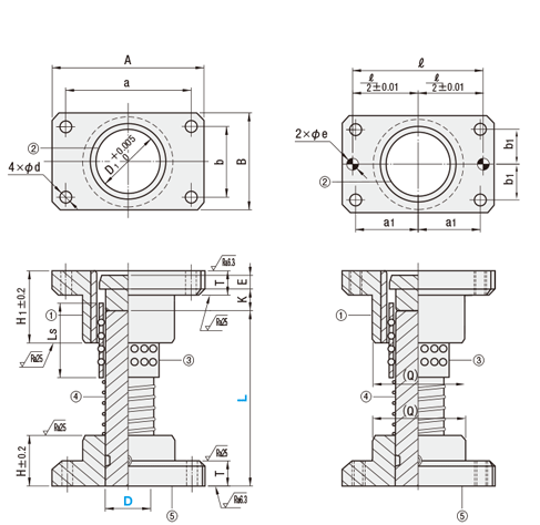 ボールガイドポストセット－固定ストッパ－（アルミ製・樹脂製ボールリテーナ） 
