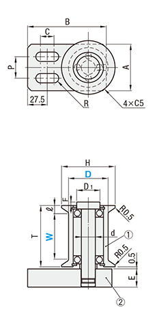 材料ガイドローラセット　-ベアリングタイプ-　縦型タイプ 