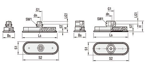 長円フラット真空パッド 