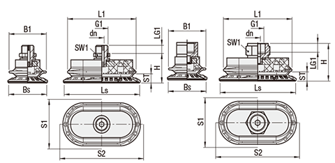長円ベローズ真空パッド 