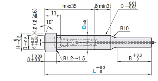 位置決めノック穴付ジェクタパンチ　-α処理- 