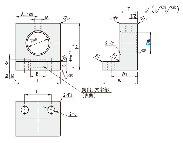 シャフトホルダ　-Ｌ型（鋳造品）　止めねじタイプ-:関連画像