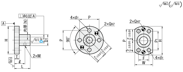 シャフトホルダ　ブラケット型　ホールド部肉厚　ノック穴付タイプ:関連画像