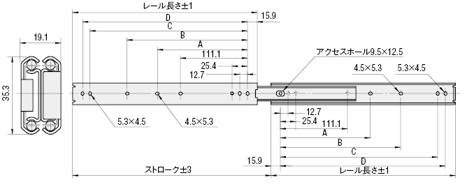 スライドレール ３段引 中荷重・ステンレスタイプ | ミスミ | MISUMI