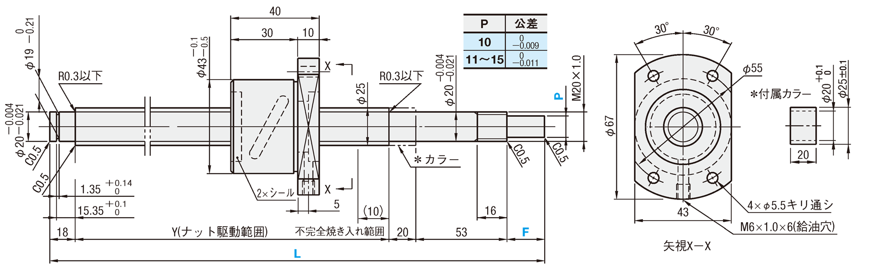 転造ボールねじ STD. ナット 軸径φ25 リード5・10・25 | ミスミ