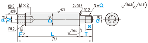 回転軸　両端段付　めねじ　おねじタイプ 外形図