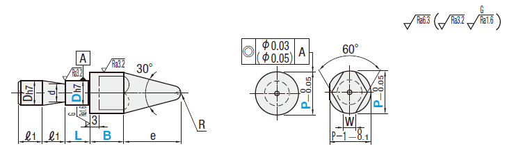 治具用位置決めピン　並級止めねじ部ショートタイプ　ツバなしタイプ:関連画像