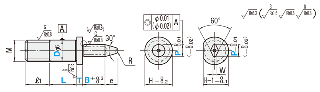 治具用位置決めピン　精級フリー指定ツバ付おねじタイプ:関連画像