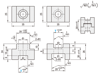 U/T-Shaped Locating Block Sets  Dimensional Drawing