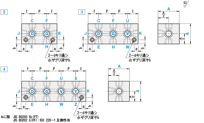 油圧・エア用ブロックマニホールド －ねじ径個別選択タイプ－ | ミスミ | MISUMI-VONA【ミスミ】