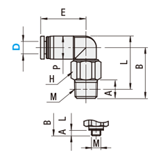 ロータリージョイント　エルボ 外形図