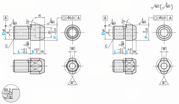 位置決めピン　大頭テーパタイプ　－ボルト止め　スタンダード/コンパクト－:関連画像