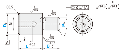 位置決めピン　小頭フラットタイプ　－めねじ－:関連画像