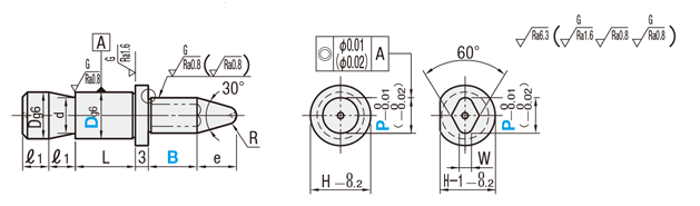 治具用位置決めピン　精級ツバ付タイプ　止めねじタイプ:関連画像