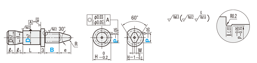 治具用位置決めピン　並級ツバ付タイプ　止めねじタイプ:関連画像
