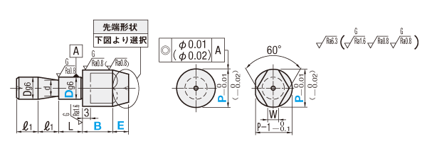 治具用位置決めピン　精級ツバなしタイプ　先端形状選択止めねじタイプ:関連画像