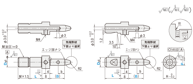 検知用ピン　センサー埋込み用　ナット止め:関連画像