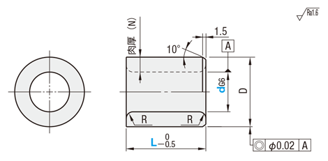 位置決めピン用ブシュ　銅合金　ストレート:関連画像