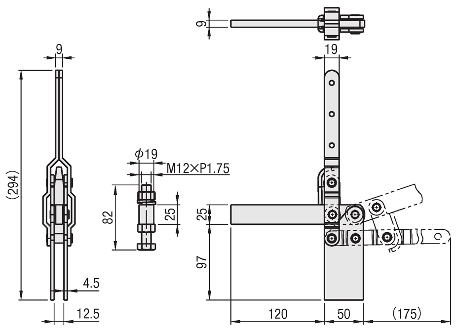 トグルクランプ－立型－ストレートベース－先端ボルト溶接タイプ－締圧力4000N | ミスミ | MISUMI(ミスミ)