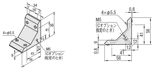 ５シリーズ（溝幅６ｍｍ） －２列溝用－ 突起付ブラケット | ミスミ