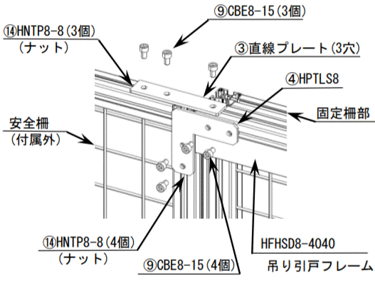 ８シリーズ（溝幅１０ｍｍ）　４０・８０角アルミフレーム用板金プレート　Lタイプ 関連画像1_使用例