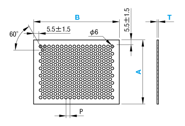 鉄 パンチング メタル φ：6.0 板厚：2.3mm 大きさ：巾1219mm×長さ