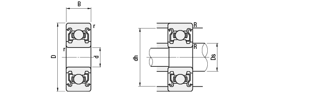 小径玉軸受　両シールド形（海外製）:外形図