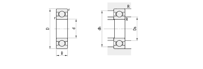 小径玉軸受　開放形:外形図