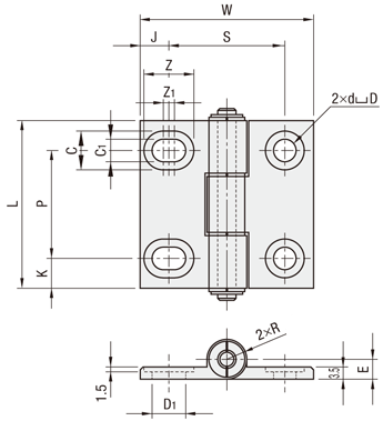 アルミ長穴蝶番:関連画像