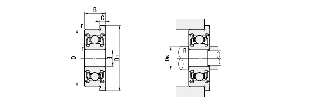 フランジ付玉軸受（海外製）:外形図