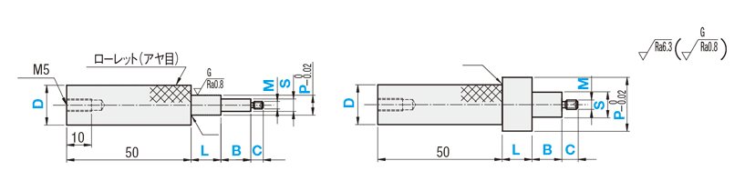 検査治具用差し込みピン　段付おねじストレート　２段タイプ:関連画像