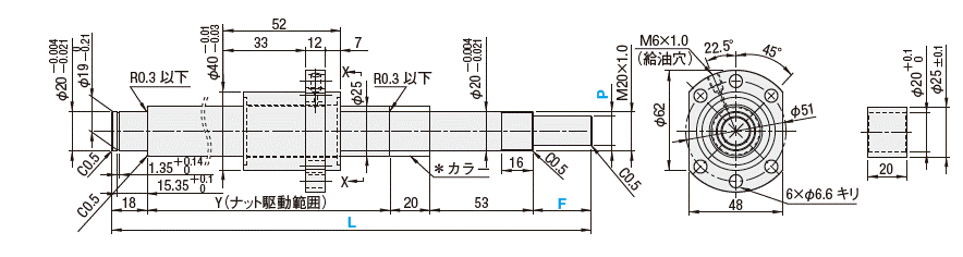 エコノミーシリーズ】 RoHS対応 転造ボールねじ 軸径φ25 リード5・10・25 | ミスミ | MISUMI(ミスミ)