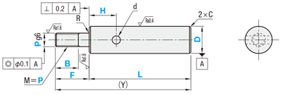 シャフト　片端おねじ　キリ穴付タイプ・スパナ溝付タイプ:関連画像