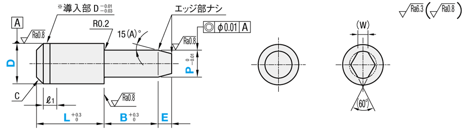 位置決めピン　高硬度ステンレス　小頭テーパ　－　圧入　－:関連画像