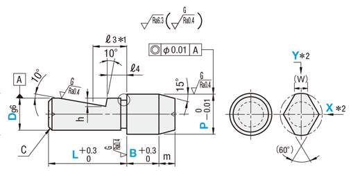 位置決めピン　大頭／小頭テーパタイプ　－切欠き形状－:関連画像