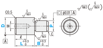 位置決めピン　小頭フラットタイプ　ＤＰ公差選択　－めねじ－:関連画像