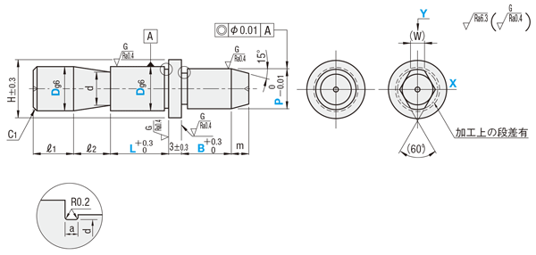位置決めピン　ツバ付タイプ　－全周溝形状－:関連画像