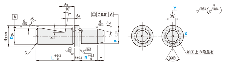 位置決めピン　ツバ付タイプ　－切欠き形状－:関連画像