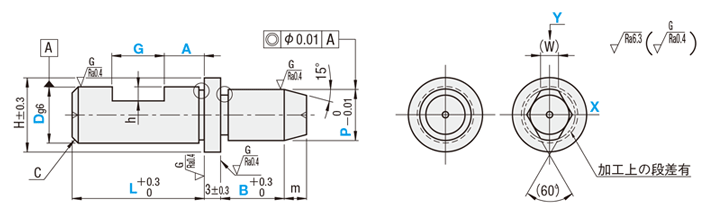 位置決めピン　ツバ付タイプ　－平面取り形状－:関連画像