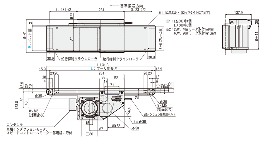 平ベルトコンベヤ GVシリーズ フルベルトタイプ 中間駆動２溝フレーム（プーリ径３０ｍｍ） | ミスミ | MISUMI(ミスミ)