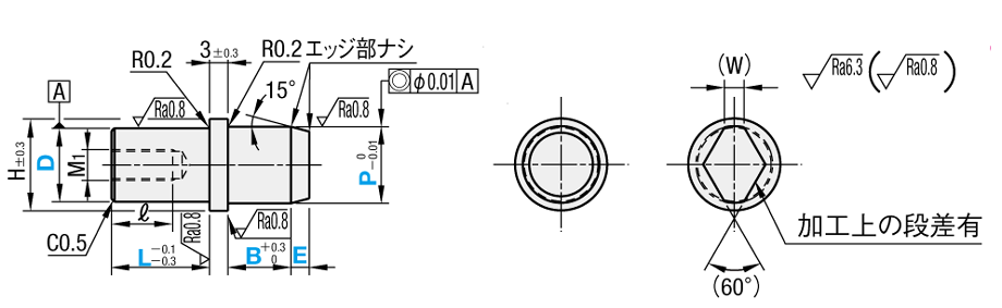 位置決めピン　高硬度ステンレス　ツバ付テーパ　－めねじ－:関連画像