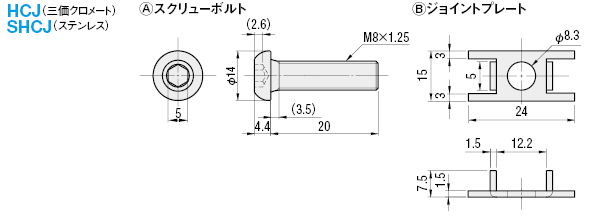 ６シリーズ（溝幅８ｍｍ） ブラインドジョイント部品 スクリュージョイント | ミスミ | MISUMI-VONA【ミスミ】