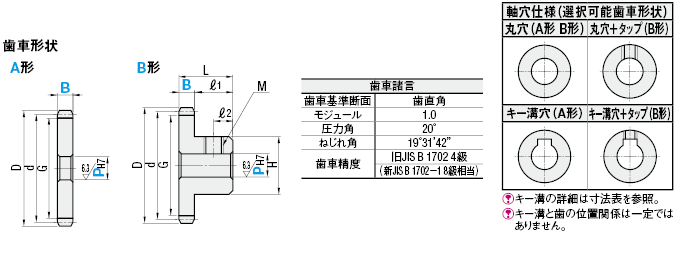 新商品ヘリカルギア モジュール1.0 軸穴指定タイプ  ミスミ  MISUMI-VONAミスミ
