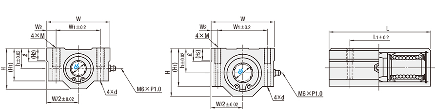 リニアブッシュハウジングユニット寸法図