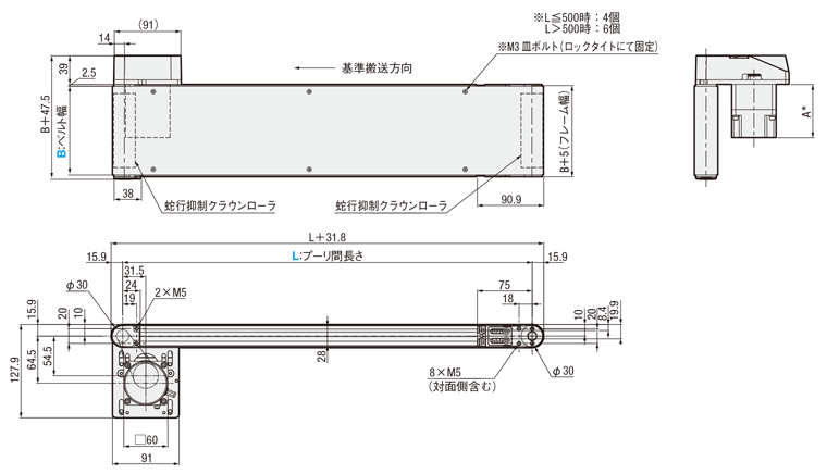 平ベルトコンベヤ GVシリーズ フルベルトタイプ ACブラシレスモータ ヘッド駆動2溝フレーム | ミスミ | MISUMI(ミスミ)