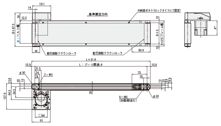 平ベルトコンベヤ GVシリーズ ACブラシレスモータ ヘッド駆動2溝フレーム | ミスミ | MISUMI(ミスミ)