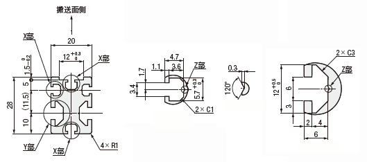 平ベルトコンベヤ　GVシリーズ　ACブラシレスモータ　ヘッド駆動2溝フレーム:関連画像