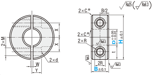 Shaft Collar - I.D. Selectable, Thickness/O.D. Configurable, Split: Related Image